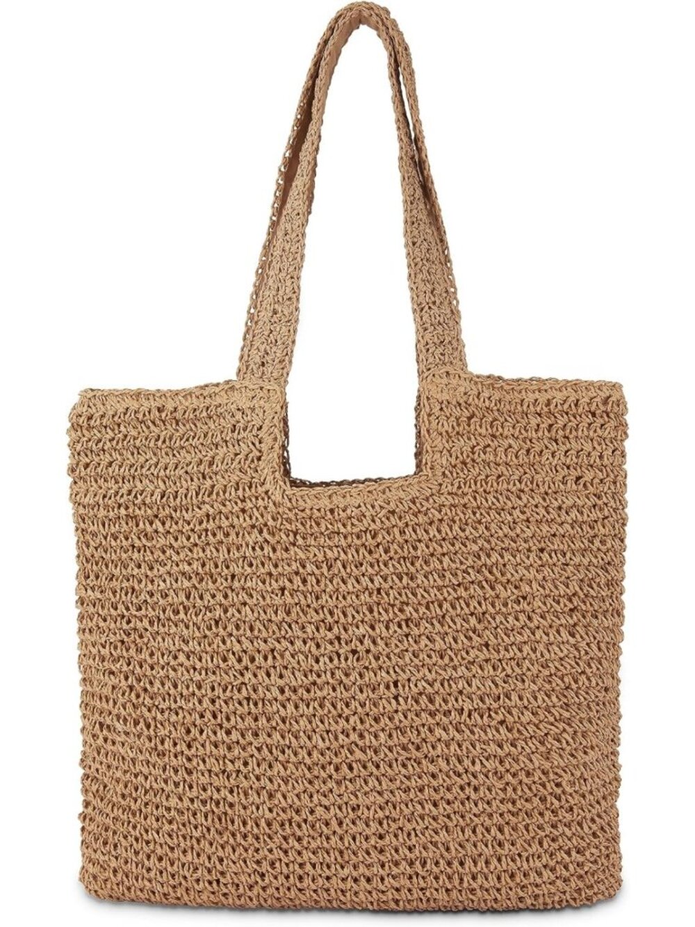 Large Woven Straw Beach Tote Bag - Stylish Summer Boho Handbag for Travel
